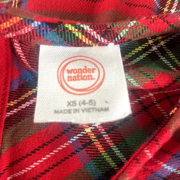 Wonder Nation Girl's Red Plaid Christmas Dress Sz XS (4-5) - Picture 6 of 7